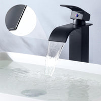 1 x RAW Customer Returns Black waterfall bathroom faucet, high wash basin faucet with spout height 204mm, single lever mixer tap cold and hot, countertop wash basin faucet for bathroom - RRP €50.0