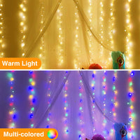 1 x RAW Customer Returns Fairy lights curtain indoor dimmable warm white colorful, light curtain 3x3m 300 LED curtain with 8 light models, IP65 waterproof USB with remote control for party Christmas - RRP €19.99