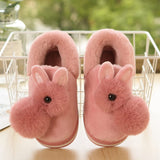 1 x RAW Customer Returns Herbests Slippers Children Girls Plush Bunny Slippers Winter Lightweight Animal Slippers Warm Non-Slip Cotton Shoes Cartoon Rabbit House Slippers Winter Shoes Size 35-36 EU, Red - RRP €19.91