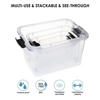 1 x RAW Customer Returns Greentainer 10 toy organizer storage box with lid and handle, stackable larger plastic box with plastic clips for clothing, kitchen, books, office, BPA free, various sizes, transparent - RRP €85.99