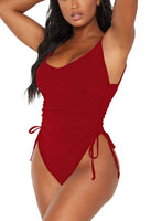 1 x RAW Customer Returns Viottiset Women s One-Piece Swimsuit Ruched High Cut Monokini Swimwear Pleated Tummy Control Beach Red Large - RRP €31.02