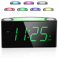 1 x RAW Customer Returns Mesqool Night Light Alarm Clock, Travel Alarm Clock, Loud Alarm Plug-in Clock, 7 Digital LED Display, Large Colored Night Light, Brightness Control Alarm Volume Adjustable, 12 24 H, 2 USB Power Ports, Snooze - RRP €26.21