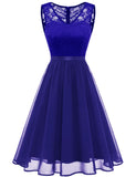 1 x RAW Customer Returns DRESSTELLS Women s Dresses Lace Dress Cocktail Dress Formal Ball Gown Bridesmaid Dresses for Wedding Knee-Length Evening Dresses Royal Blue L - RRP €49.4