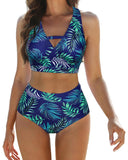 1 x RAW Customer Returns Bikini High Waist women, soft swimsuit, V-neck bikini tops and high waist bikini bottoms, cut out swimwear, printed swimwear, tummy control swimsuits, padded beachwear - RRP €35.99