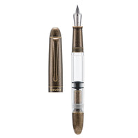 1 x RAW Customer Returns Asvine Piston Fountain Pen P30, Fine Nib, Retro Brass Style, Transparent Acrylic Pen, Large Ink Capacity, Writing Gift Box - RRP €37.3