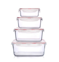 1 x RAW Customer Returns HUSANMP Set of 4 extra large glass food storage containers, glass containers with lids, glass storage containers, BPA-free, suitable for dishwasher, microwave, freezer. - RRP €43.36