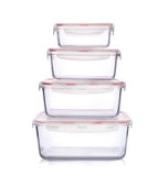 1 x RAW Customer Returns HUSANMP Set of 4 extra large glass food storage containers, glass containers with lids, glass storage containers, BPA-free, suitable for dishwasher, microwave, freezer. - RRP €43.36