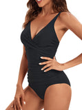 1 x RAW Customer Returns VILOREE Women s Monokini Tummy Control Slimming Swimsuit Plus Size Swimwear Tummy Control for Chubby Black L - RRP €32.18