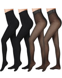 1 x Brand New Hestya 4 Pairs of Fleece Lined Women s Translucent Tights Black, Grey, 200g, 300g  - RRP €32.56