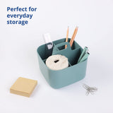 1 x RAW Customer Returns BLUE GINKGO Multipurpose Basket Organizer - Stackable Plastic Basket with Handle Cleaning Basket, Craft Basket, Desk Basket, Art and Makeup Storage Square - Green - RRP €19.93