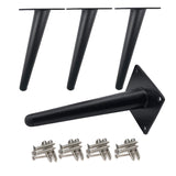 1 x RAW Customer Returns Drenky Iron Furniture Legs, Sofa Legs 15cm Black Conical Tilt 4 Pieces Heavy Duty Cabinet Legs with Protective Bases - RRP €28.16