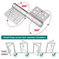 1 x RAW Customer Returns 2 pieces 304 stainless steel hinges connectors - MOUNTAIN ARK door hinge 360 degree opening angle 132x100x18mm hinged hinge, flag hinges for indoor and outdoor metal and wooden doors - RRP €18.14