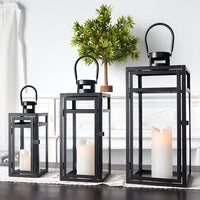 1 x RAW Customer Returns TRIROCKS Stainless Steel Decorative Lantern 30cm High Metal Candle Holder with Clear Glass Panels Perfect for Home Decor Living Room Parties Events Table Top Indoor Outdoor Matte Black  - RRP €32.62