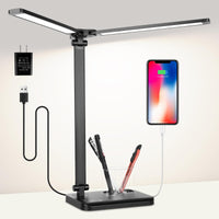 1 x RAW Customer Returns LED desk lamp with swing arm, 10 brightness levels touch control, USB charging port, 45-minute auto-off timer, touch control memory function, for children, bedroom including adapter  - RRP €20.8