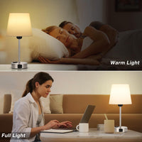 1 x RAW Customer Returns kakanuo Set of 2 Bedside Lamps, 3-Way Dimmable Touch Bedside Table Lamp with USB-A C Ports 2 Socket 2 Bulbs, Table Lamp for Bedroom Living Room Office White  - RRP €50.99