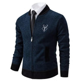 1 x Brand New Shuanghao Men s Knitted Jackets Cardigan Sweatshirt Sweater Jumper High Collar Stylish Norwegian Winter Warm Outdoor Thick Fleece Inside Knitted Leisure Pullover for Men Blue XL - RRP €34.98