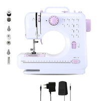 1 x RAW Customer Returns Mini sewing machine with 2 speeds and 12 stitches, foot pedal, 2 spools, spare needle, thread cutter and work light, operated with cable or AA battery not included . - RRP €55.44