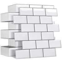 1 x RAW Customer Returns Yoillione Upgrade Thicker 3D Tile Stickers for Bathroom Kitchen, Adhesive Tiles Vinyl Tiles Self-Adhesive Tile Film, White PVC Metro Tiles Self-Adhesive Tile Decoration 10 Sheets - RRP €48.99