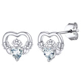 1 x Brand New PROSILVER 925 Sterling Silver Birthstone Stud Earrings April Sparkling Cubic Zirconia Irish Claddagh Piercing Earrings Minimalist Ear Jewelry Accessory for Women Girls - RRP €24.0