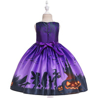 1 x Brand New Alukomii Girls Halloween Costume Dress Kids Witch Costume Children Cosplay Ghost Pumpkin Skull Princess Dresses Kids with Hat - RRP €32.45