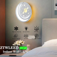 1 x RAW Customer Returns ZTWLEED LED wall light indoor, 14W wall lamp indoor 175-265V, RA 80, white wall lamp cold white 6000K warm white 3000K, moon star wall light for bedroom children s room - RRP €32.99