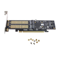 1 x RAW Customer Returns Cablecc PCI Express PCI-E 3.0 Dual SATA to NGFF NVME MSATA M-Key B M-Key SSD Card Adapter 3-in-1 - RRP €19.25