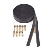 1 x RAW Customer Returns VOC Metal Zipper 3 Long Zipper Black with 10 Gold Zippers 4.5m  - RRP €22.01