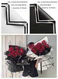 1 x RAW Customer Returns 40 Sheets Black and White Border Flower Packaging Paper Florist Bouquet Supplies Waterproof Thick Flower Packaging Gift Box or Gift Box Packaging Paper 60x60cm Black White  - RRP €22.8