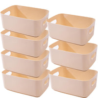 1 x RAW Customer Returns NCRGB 7 storage box plastic storage basket with handles 25 x 18 x 10 cm, bathroom kitchen cabinet organizer, storage basket storage box kitchen, boxes storage for kitchen, bathroom, beige - RRP €21.62