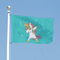 1 x RAW Customer Returns Decorative House Flag Yard Banner Cute Unicorn Dancing Party Print All Seasons Holiday Welcome Garden Flags Lawn Decoration 47x71 inch - RRP €13.59