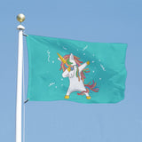 1 x RAW Customer Returns Decorative House Flag Yard Banner Cute Unicorn Dancing Party Print All Seasons Holiday Welcome Garden Flags Lawn Decoration 47x71 inch - RRP €13.59