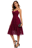 1 x RAW Customer Returns Atnlewhi Women s Vintage Sleeveless V-Neck A-Line Dress Floral Knee Length Lace Dress Bridesmaid Elegant Cocktail Dresses - Red Wine - L - RRP €44.99