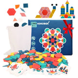 1 x Brand New Puzzle 180 pieces wooden puzzles Tangram geometric puzzle Montessori toy educational toy for children girls and boys from 3 4 5 year with 24 design cards educational gift for children - RRP €22.8