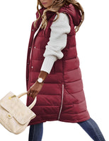 1 x RAW Customer Returns Yuson Girl Long Jacket Vest for Women Sleeveless Hooded Vest Quilted Vest Women Long Winter Outerwear Vest Women Long Zipper Coat Outdoor Winter Jacket With Pocket Burgundy Red, XL  - RRP €58.99