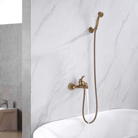 1 x RAW Customer Returns HomeLava Bathtub Faucet Antique Brass Bathroom Shower Faucets Set Bathtub Faucet Wall Mounted with Hand Shower - RRP €84.7