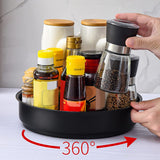 1 x RAW Customer Returns JTWEB Lazy Susan turntable, rotating spice rack, 360 degree rotating spice rack for kitchen pantry cupboard cabinet table worktop, stainless steel, 31 31 6cm, black  - RRP €19.99