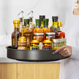 1 x RAW Customer Returns Turntable, Spice Rack, 2 Tier Swivel, 360 Rotating Organizer, for Kitchen, Pantry, Cupboard, Table, Worktop, Steel, Metal, 30cm, Black  - RRP €29.23