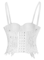 1 x RAW Customer Returns Charmian Women s B Cup Sexy Beauty Floral Lace Bustier Club Party Crop Top Bra White 5X-Large - RRP €52.8