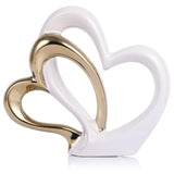 1 x RAW Customer Returns oliruim White and Gold Ceramic Statue Elegant Heart Shape Sculpture for Home Decoration, for Dining Table Decoration, Abstract Art Decoration C-white gold  - RRP €28.99