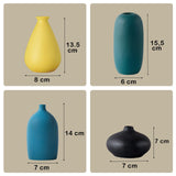 1 x RAW Customer Returns Sziqiqi Small Ceramic Vases for Flowers Decorative Vase Set for Living Room Mini Handmade Matte Vases for Table Decoration Modern Navy Green Yellow Sky Blue Black Color Vases Set of 4 - RRP €38.32