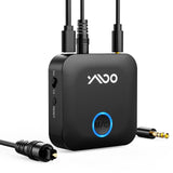 1 x RAW Customer Returns YMOO Bluetooth 5.3 Transmitter Receiver for TV, Optical Transmitter with 40m Long Range, 3.5mm Jack, Low Latency Aux, Bluetooth Adapter Optical Output for Headphones Airplane Cell Phone PC - RRP €39.99