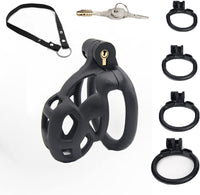 1 x RAW Customer Returns SeLgurFos CB-B1 chastity belt penis cage with 4 cock rings for men Cock Ring Cage Chastity Small Bondage Penis Cage Fetish Sex Toy Small  - RRP €28.58