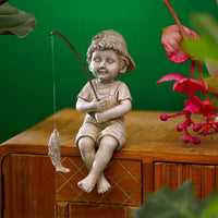 1 x RAW Customer Returns Yeomoo Fishing Little Boy Decoration Garden Figures for Outdoors, Funny Children Fisherman Figure Garden Decoration for Living Room Pond Balcony Gifts for Men Women Mom Birthday Waterproof Fairy Garden Gray 28CM - RRP €40.5