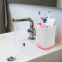 3 x Brand New Toothbrush holder for bathroom, minimalist plastic toothbrush cup, 3 slots, toothbrush organizer with non-slip base, multifunctional holder for electric toothbrush pink  - RRP €61.2