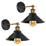 1 x RAW Customer Returns Set of 2 industrial wall lamps, vintage ceiling lights with 180 rotation, black E27 wall lighting made of metal, for dining room, dining table, kitchen, bedroom, living room, hallway bulb not included  - RRP €36.9