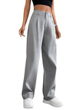 1 x RAW Customer Returns GORGLITTER Women s Pants Long Pants Palazzo High Waist Loose Pants Suit Pants Elegant Office Pants with Zipper Light Gray S - RRP €34.01