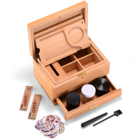 1 x RAW Customer Returns Marvero Large Bamboo Box Tray Set, Gift Set Grinder Box Premium Stash Box Removable Tray Glasses Crusher Set All accessories 25 18 14CM  - RRP €58.78