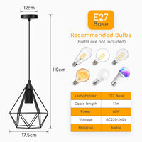 1 x RAW Customer Returns Aigostar Pendant Light, Iron Chandelier, Octagonal Ceiling Light, Industrial Style, Retro Black Hanging Lamp for Indoor, Without Bulb - RRP €22.18