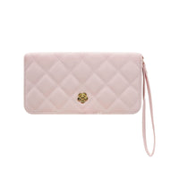 1 x RAW Customer Returns WisePoint Women Wallet, PU Leather Ladies Wallet with Wrist Strap, Rhomboid Pattern Credit Card Holder with Zipper, Large Capacity Long Clutch Purse Pink  - RRP €32.4