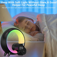 1 x RAW Customer Returns Domigard Smart Table Lamp, Q Type Mood Lamp Adjustable Night Light Alarm Clock Bluetooth Speaker Alarm Clock Wake Up Lights App Control Black  - RRP €34.99